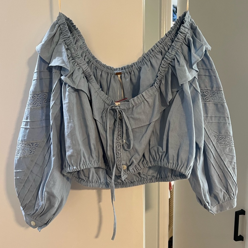 Free People Blue Beatrice BB Crop Top